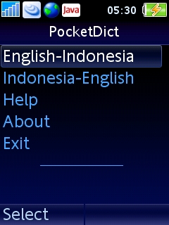 kamus saku inggris - indonesia praktis di ponsel java 